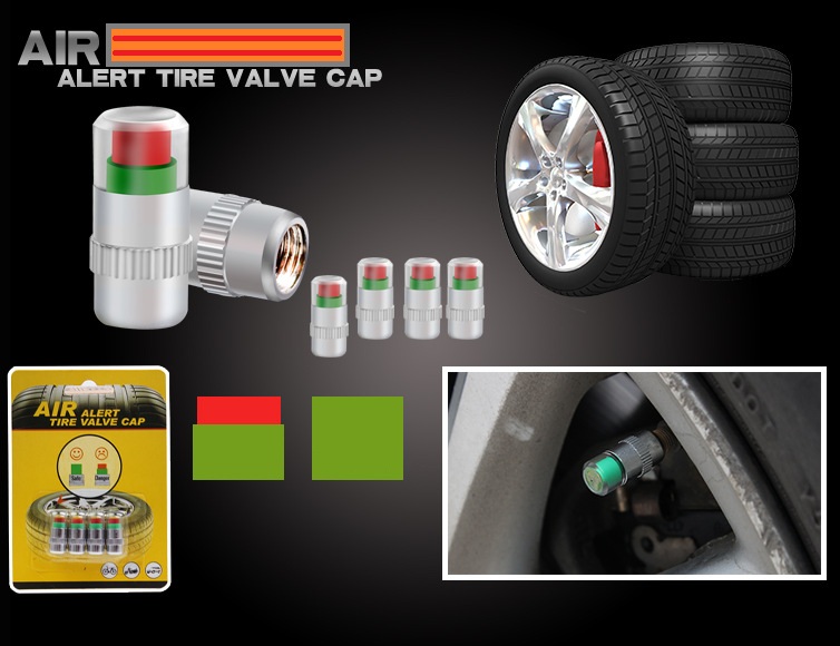 Bộ nắp van đo và cảnh báo áp suất lốp xe cao cấp (Tặng kèm miếng thép đa năng 11in1)