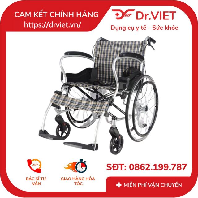 Xe lăn tay du lịch hợp kim nhôm gọn nhẹ siêu bền Lucass X-16LJ nhập khẩu chính hãng dành cho người già, bệnh nhân