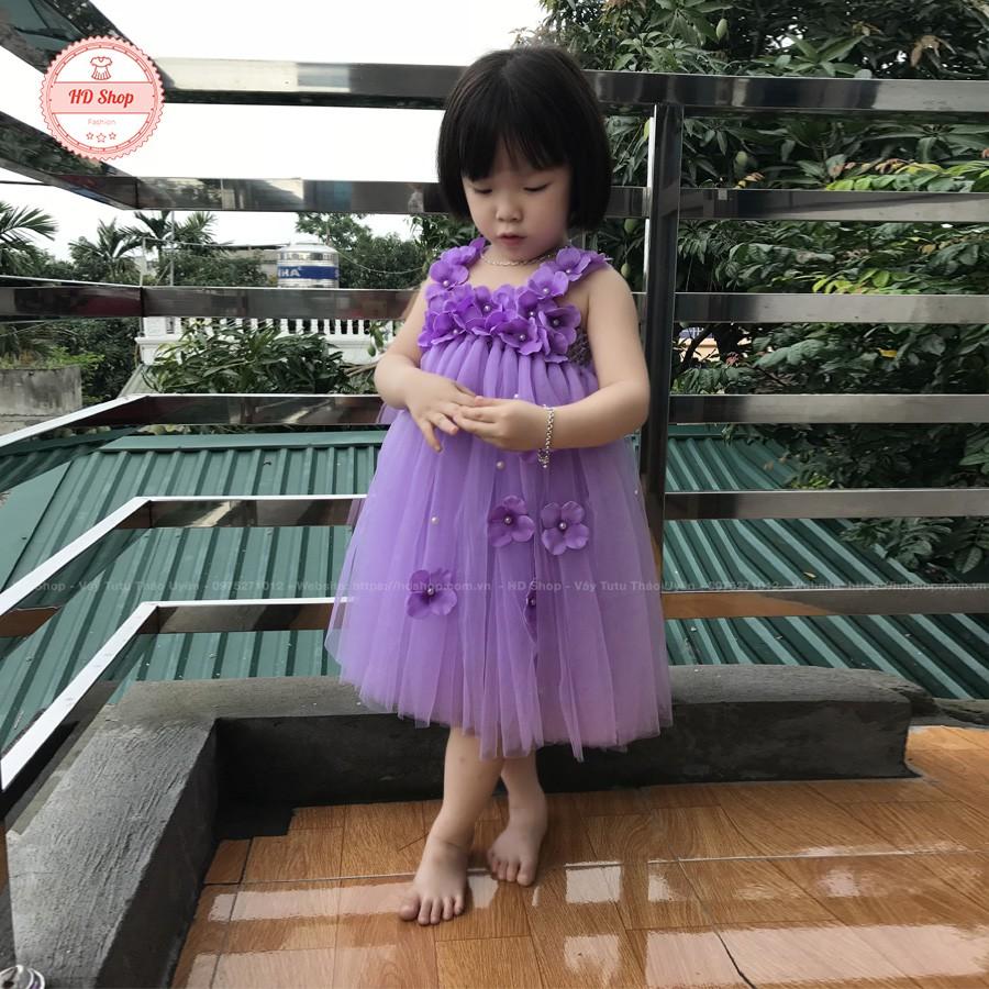 Đầm cho bé gái ️️ Đầm công chúa tím cà hoa tú cầu cho bé gái