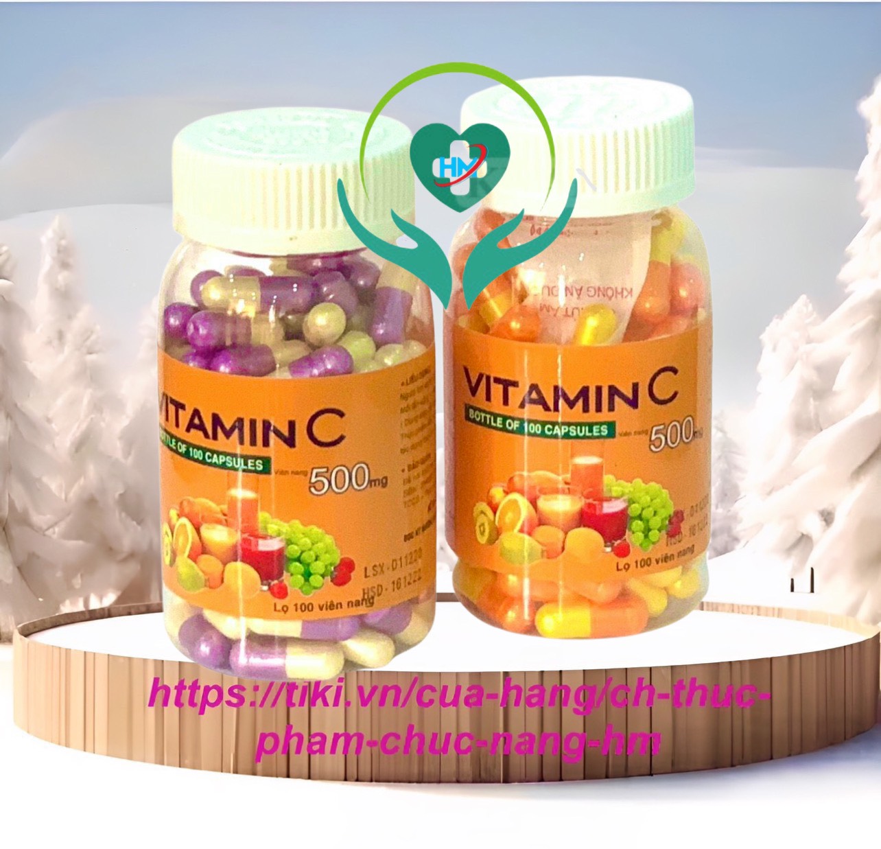 Vitamin C ( dạng viên nang) Vinapharco, lọ 100v, tăng cường sức đề kháng, làm bền mạch máu