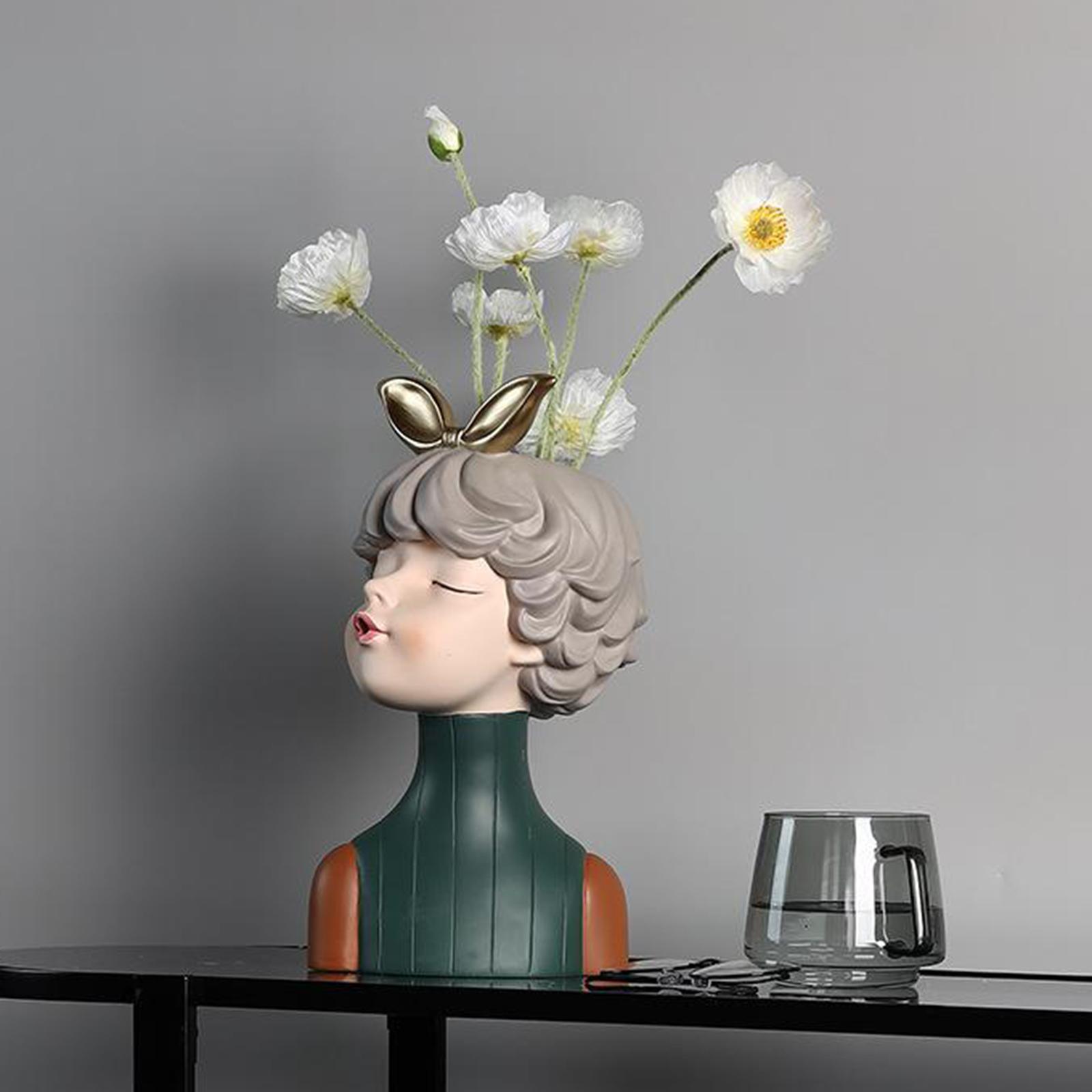 Blowing Bubbles Girl Creative Vase Decoration Ornaments Water Cultivation Flowers Bottle Dry Vase Home Living Room Table Art Statue