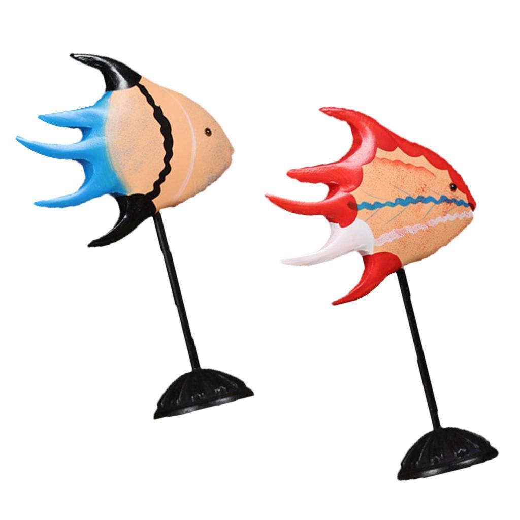 Wooden Kiss Fish Ornaments Figurines Garden Home Table