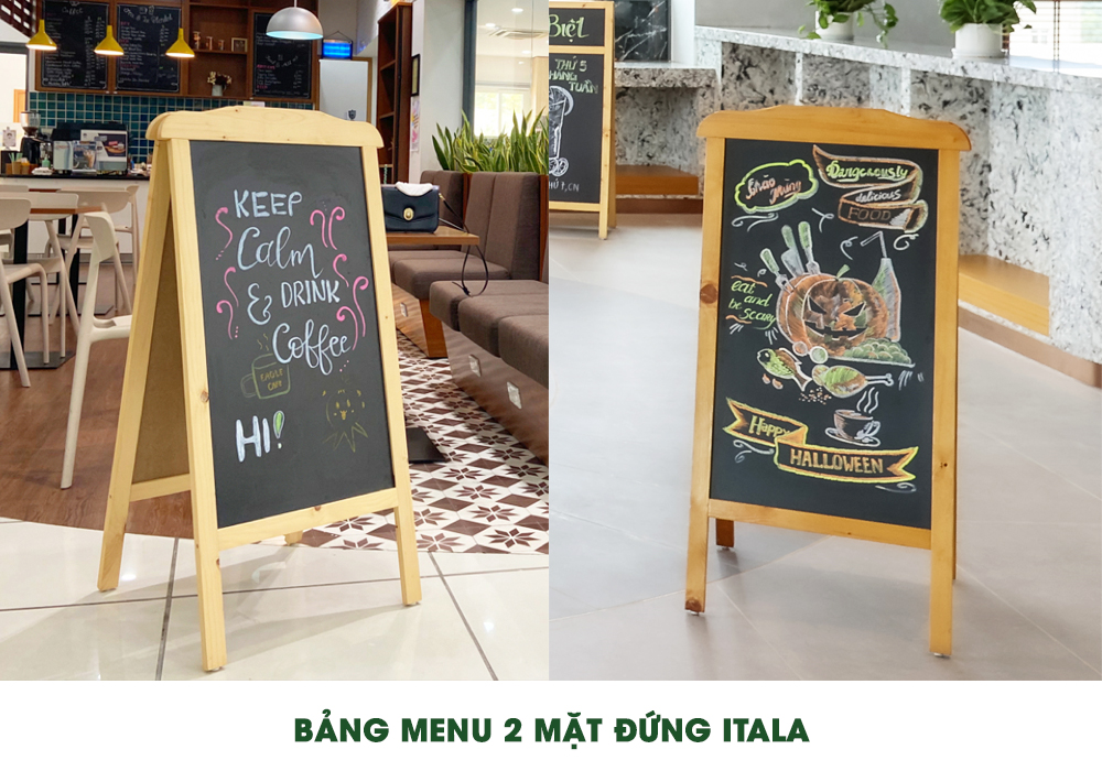 Bảng Menu 2 Mặt Đứng Itala Tân hà - Kích Thước 600x1200mm - Bảng Menu Quán Cafe, Nhà Hàng,...