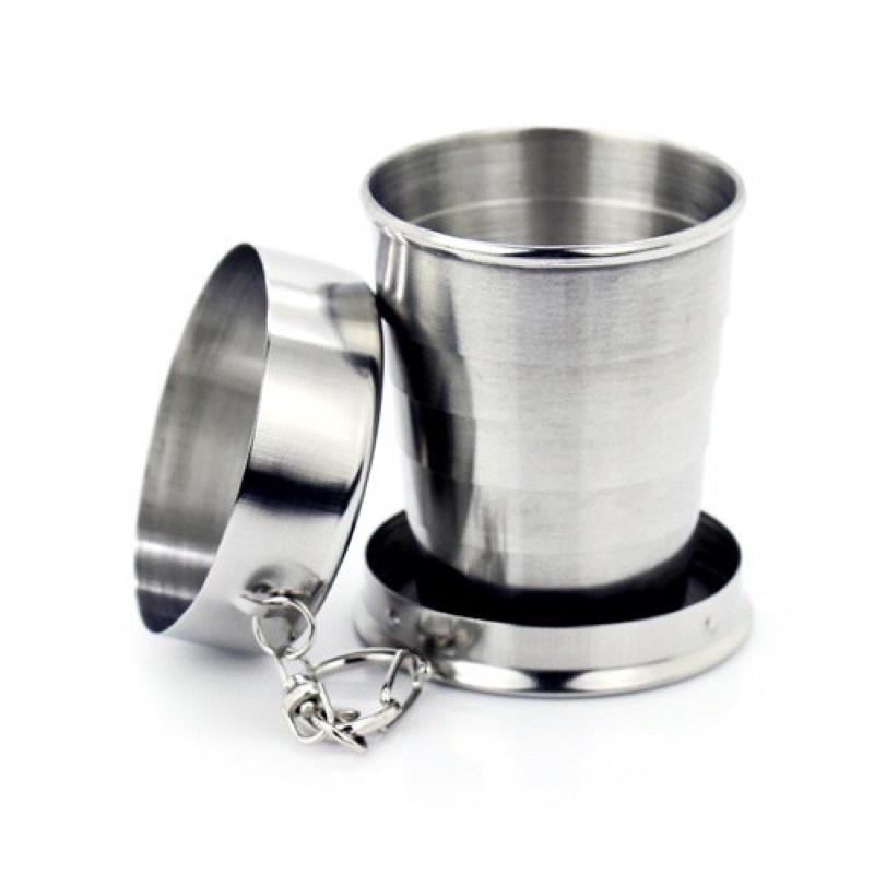 Cốc Uống Nước Mini Gấp Gọn Inox Đa Năng Cao Cấp Bỏ Túi Du Lịch Có Móc Treo Tiện Dụng-RSS