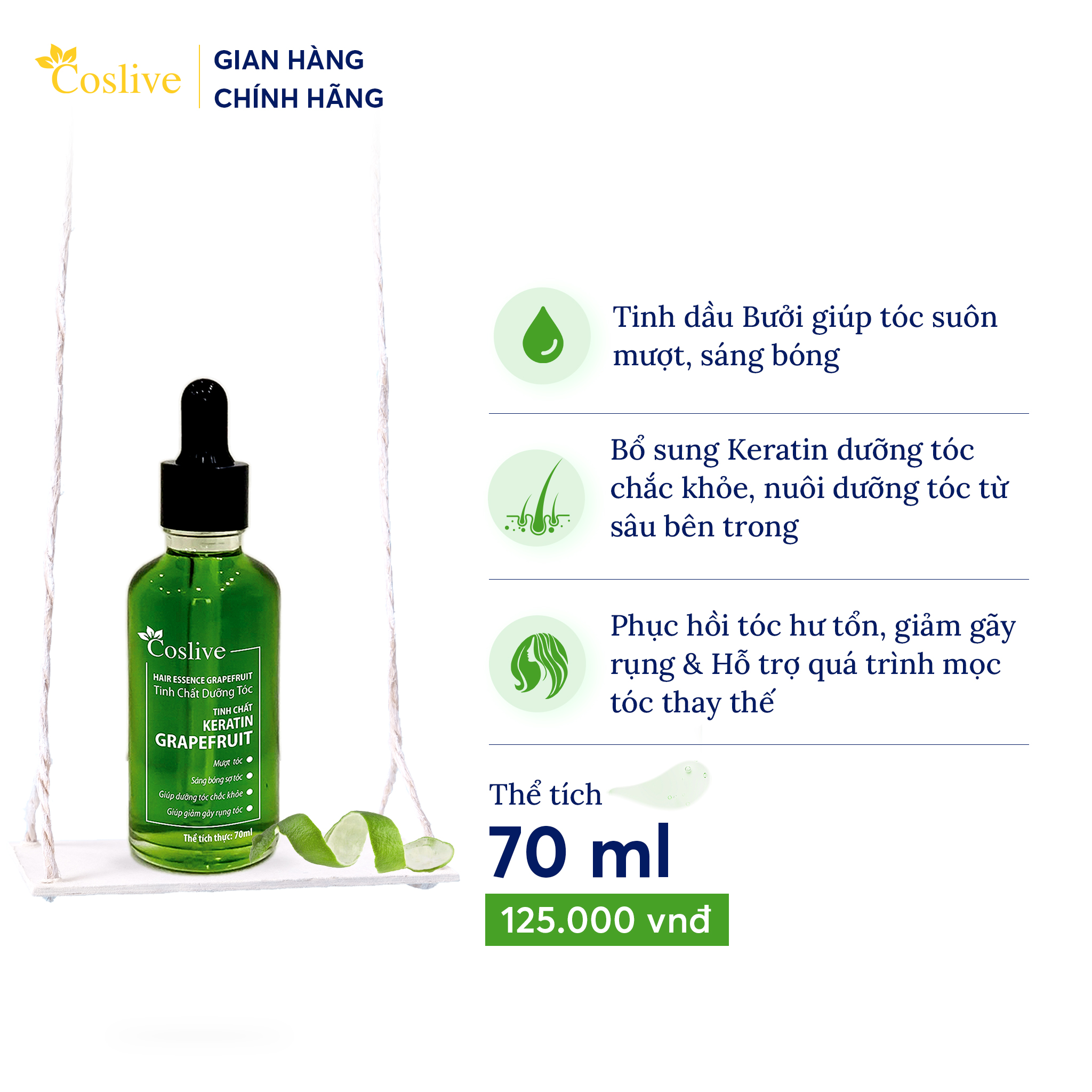 Tinh Chất Dưỡng Tóc Bưởi Coslive 70ml