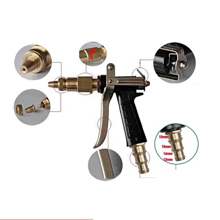 ️ Bộ dây vòi xịt nước rửa xe, tưới cây . tăng áp 3 lần, loại 20m 206236 đầu đồng,đai +tặng mở chai