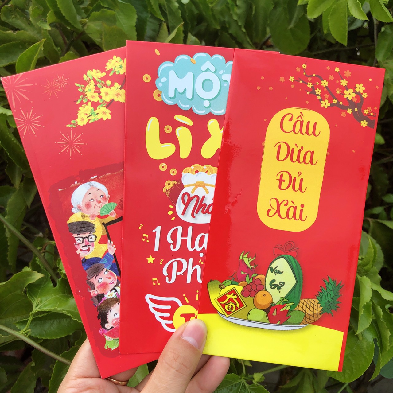 Set 10 bao lì xì Tết Tân Sửu 2021, túi lì xì dày đẹp ( có kèm túi đựng )