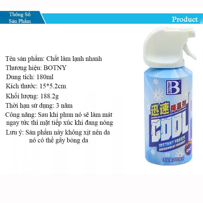 Bình xịt làm lạnh tức thời ô tô xe máy Instant Freeze Cool 180ml - 300ml - Làm lạnh nhanh, khử mùi hiệu quả