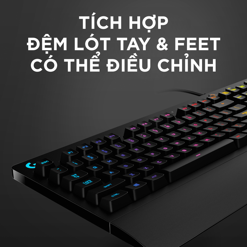 Bàn phím game có dây Logitech G213 Prodigy - RGB Lightsync, phím Media chuyên biệt, chống tràn bền bỉ -Hàng Chính Hãng