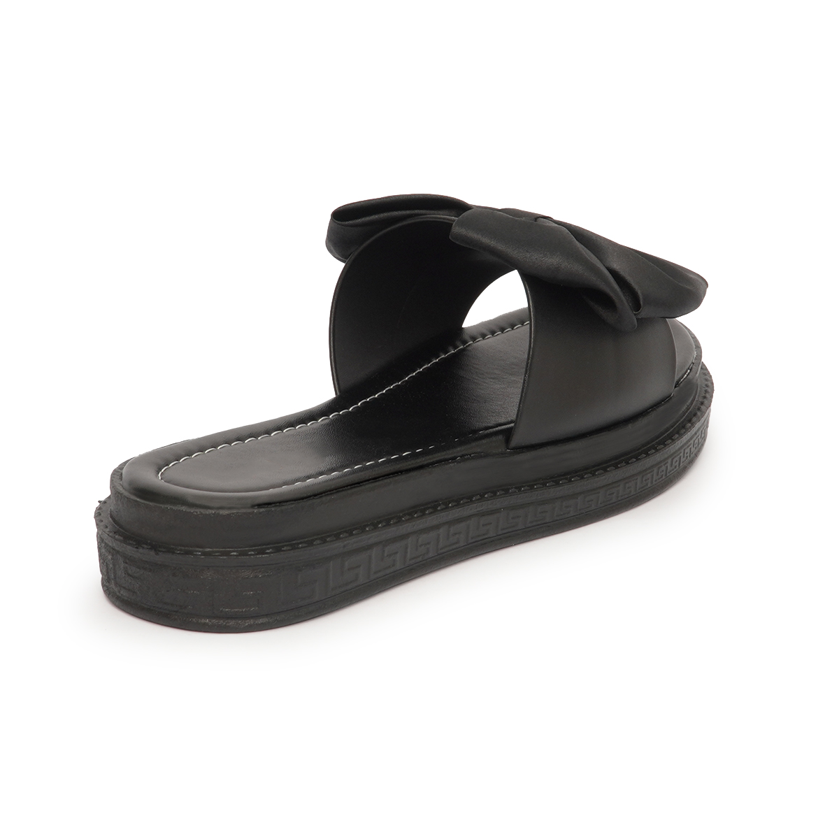 Dép nữ quai bảng ngang nơ vải đế cao 3cm mã HNDE3F770