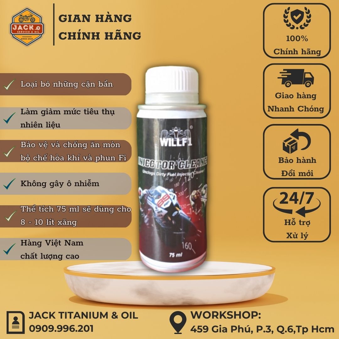 Dung dịch vệ sinh buồng đốt xe máy Will F1 injector cleaner 75ml bảo dưỡng chăm sóc động cơ chống ăn mòn