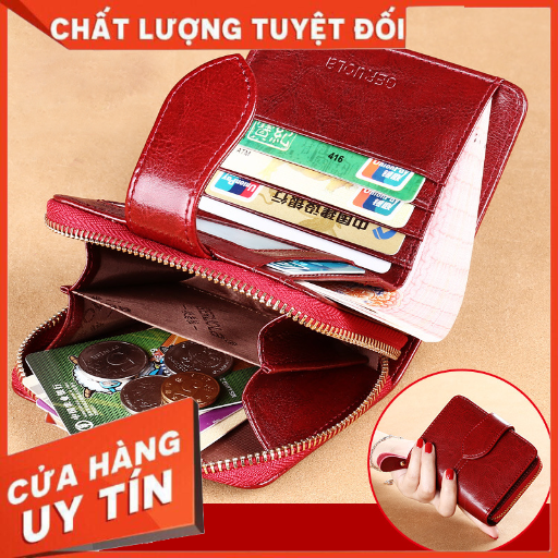 Ví Nữ Mini Da Bò thật Cao Cấp, phong cách Hàn Quốc Xanh/đỏ/vàng/đen TVNN372 - Backpackworld HCM