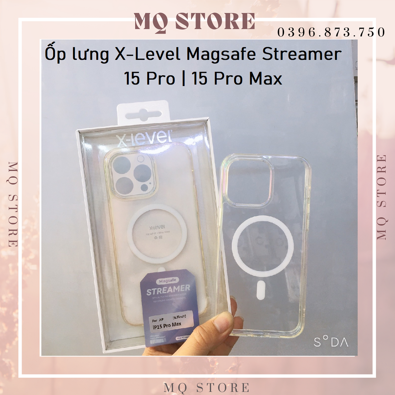 Ốp lưng cho iPhone 15 Pro Max Streamer Magnetic đổi màu chống sốc chính hãng X-Level