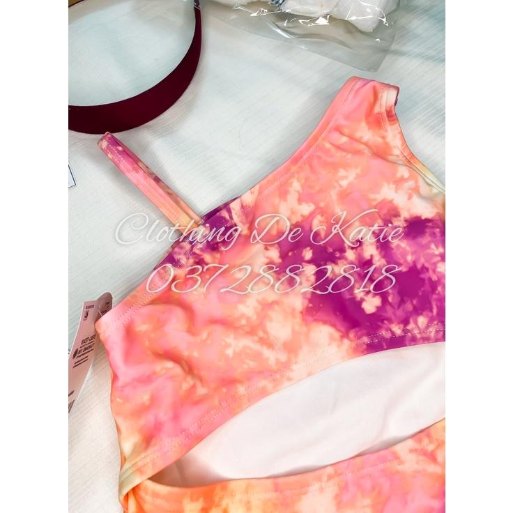 2T-10T Bikini đồ bơi đi biển 1 mảnh màu tye dye bé gái cut out thân trước dây vai chống nắng