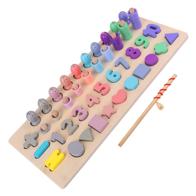 Đồ chơi trí tuệ - Đồ chơi giáo dục - Giáo cụ Montessori - câu cá, số, hình học, phép tính MK01