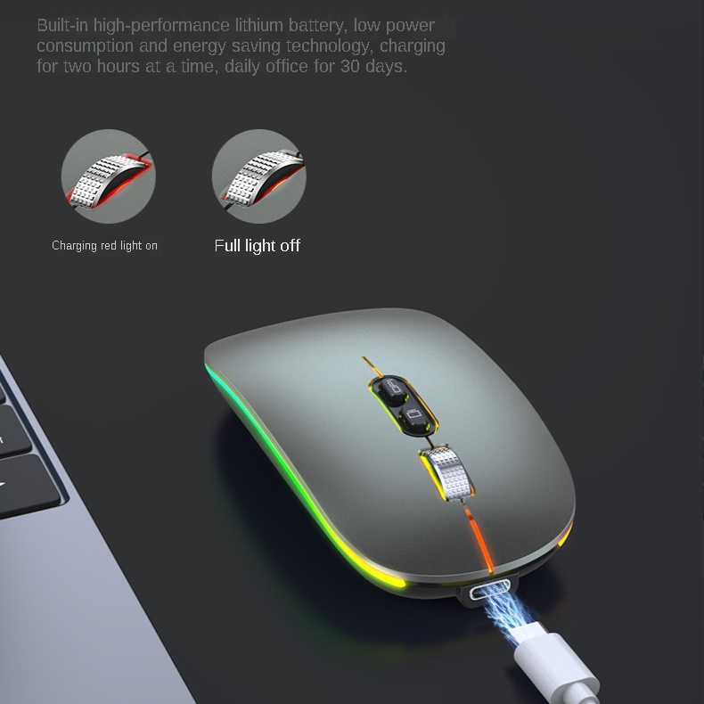 Chuột led không dây M103 - Bluetooth + USB Wireless 2.4G - Pin sạc cổng typeC - Chống ồn - chống mỏi cổ tay