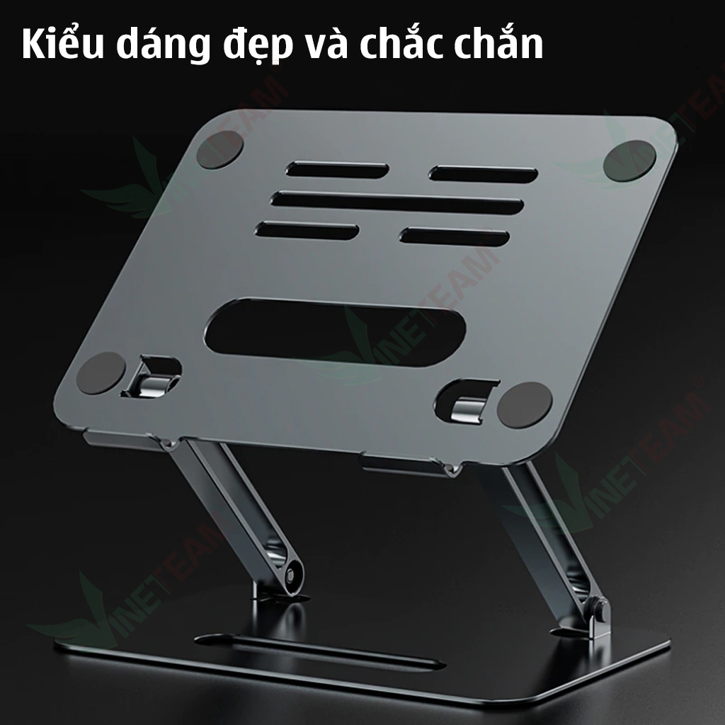 Giá Đỡ Máy Tính Laptop iPad Macbook Hợp Kim Nhôm Cao Cấp VINETTEAM P43 Chỉnh Độ Cao Hỗ Trợ Tản Nhiệt Chống Mỏi Cổ Vai Gáy - Hàng Chính Hãng