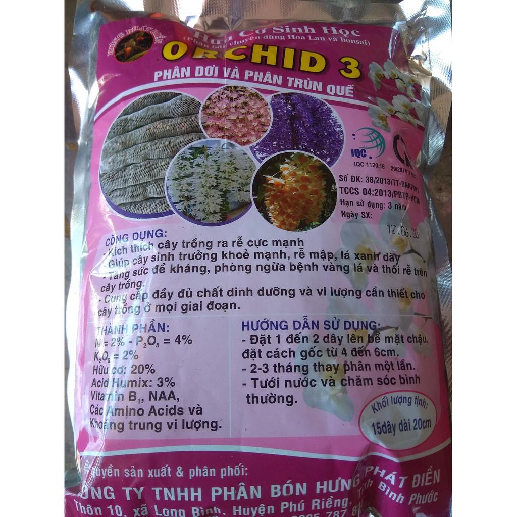 Phân dơi và trùn quế ORCHID 3 cho hoa lan và cây kiểng - gói 15 túi dài 20cm