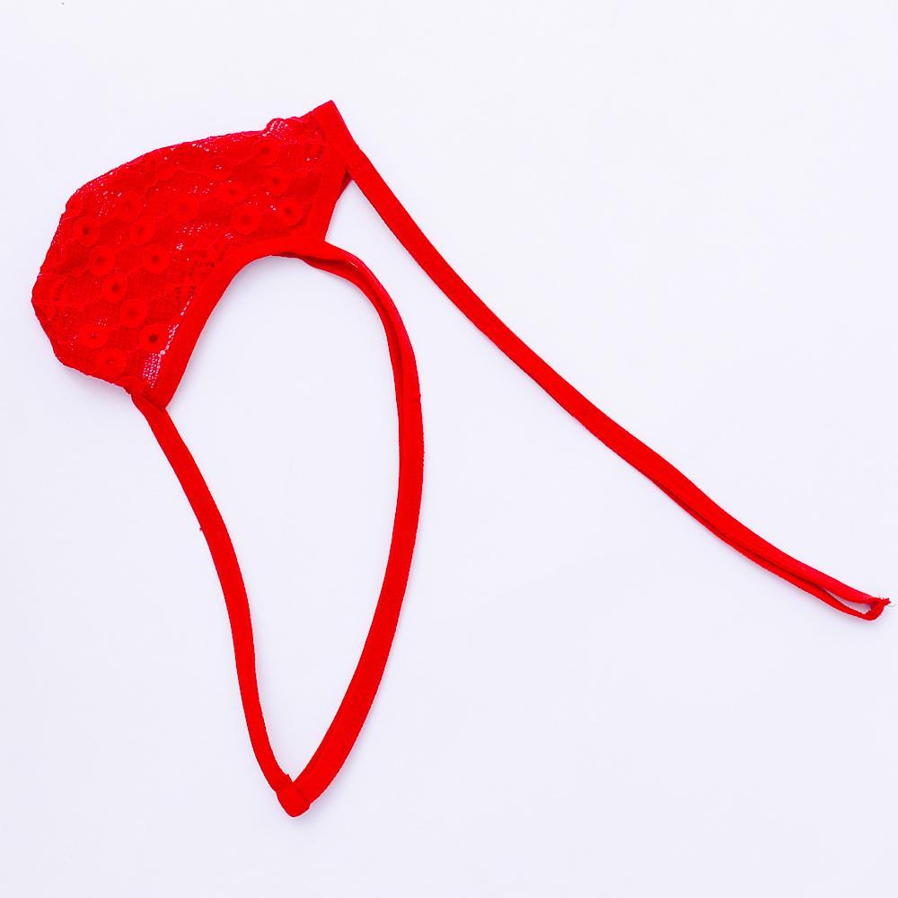Men's Sexy Low Rise Underwear Lace Coins Double Belts See-through Briefs Thongs