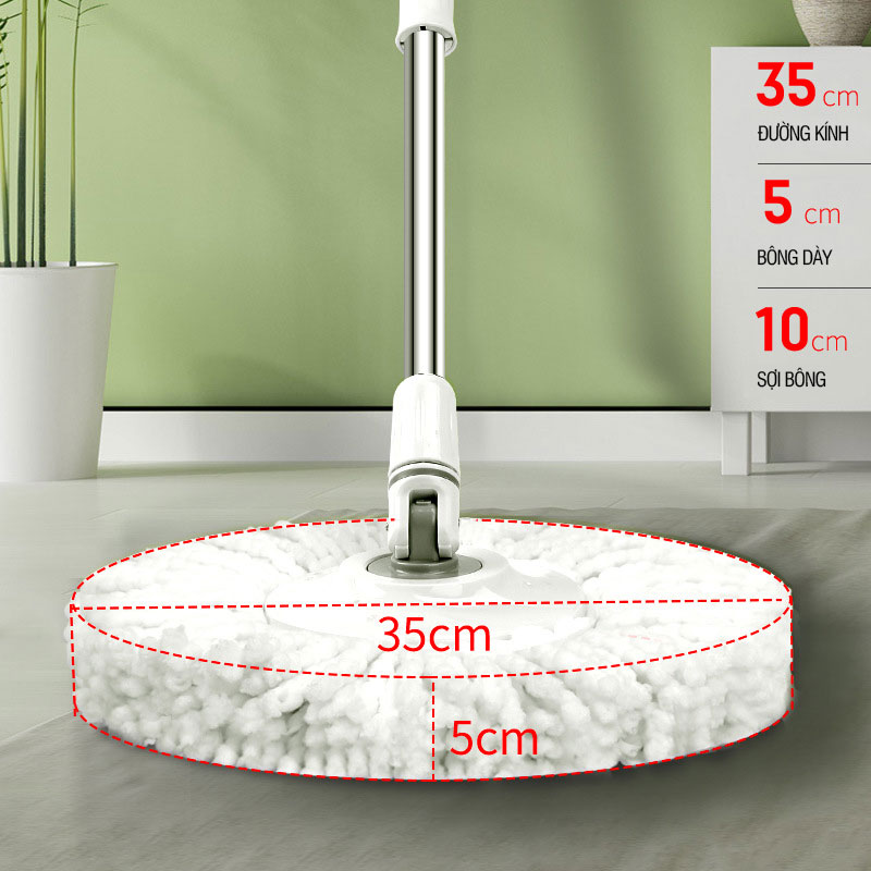 Bộ lau nhà 360 độ cao cấp OKwife Spin Mop có thùng lau nhà tự vắt lồng inox chống gỉ, cây lau nhà 360 độ, 2 bông lau