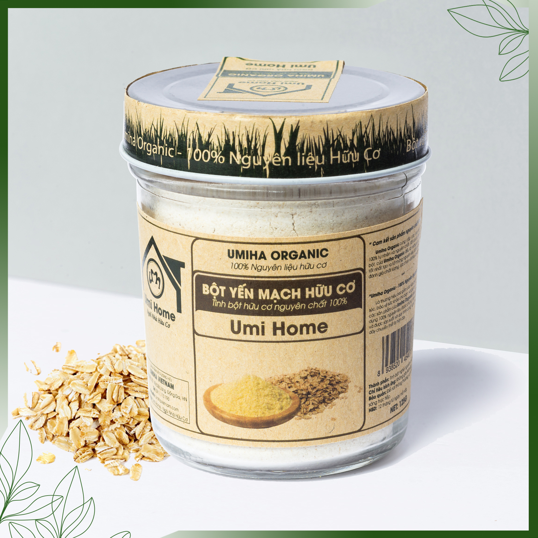 Bột Yến Mạch Nguyên Chất UMIHOME (135g) - Dùng cho đắp mặt, tẩy da chết, loại bỏ mụn nám tàng nhang hiệu quả