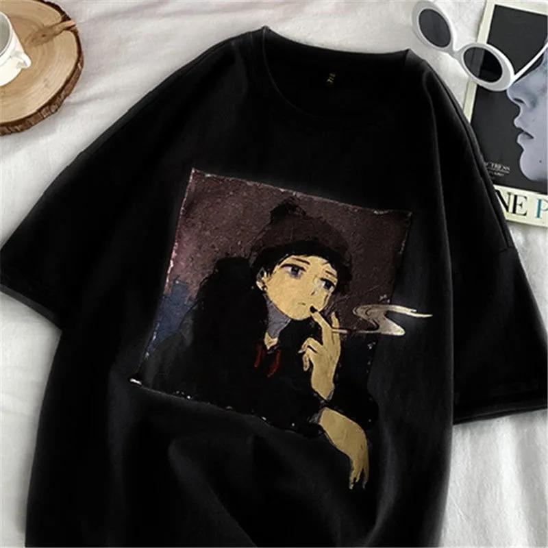 Áo Thun Tay Ngắn Dáng Rộng In Họa Tiết Hoạt Hình Thời Trang Mùa Hè Cho Nam