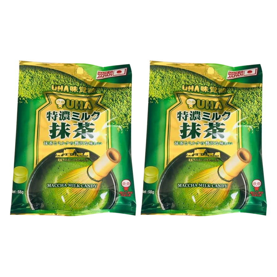 Combo 2 Gói Kẹo Sữa Trà Xanh UHA Tokuno (58g)