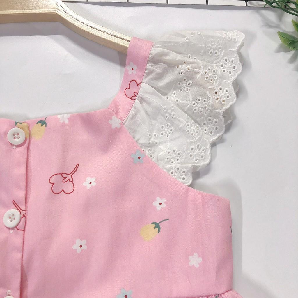 Đầm hồng nơ trước họa tiết hoa nhỏ | 2Y-6Y