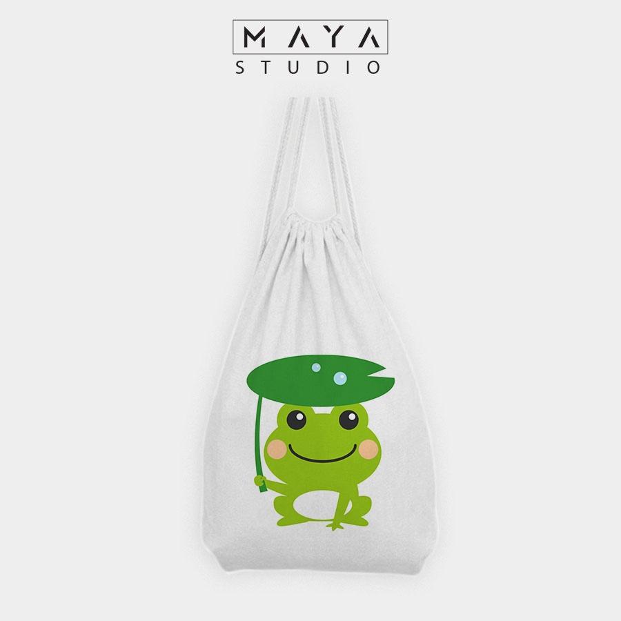 BALO RÚT MAYA vải Canvas đeo vai nhỏ xinh unisex NHỮNG CHÚ ẾCH cực cute phù hợp mang đi học đi chơi