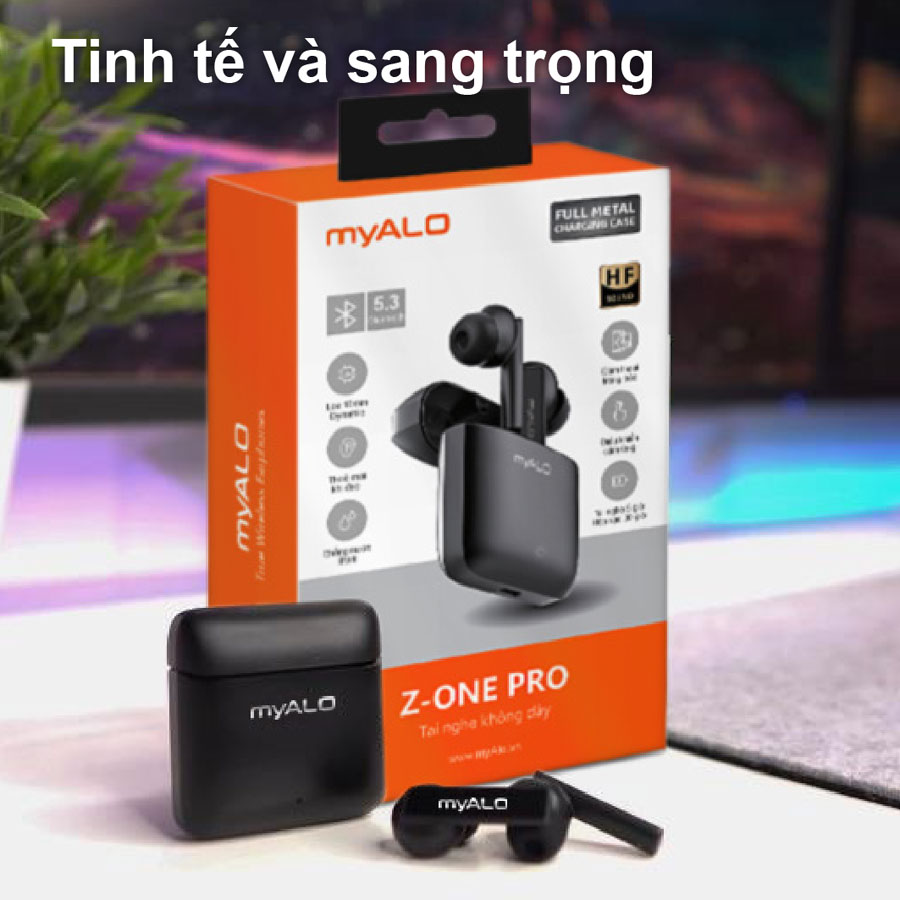 Tai nghe không dây myALO Z-One Pro: tai nghe Bluetooth 5.3 | Pin 40 giờ | Chống nước IPX4 | Thiết kế công thái học | Điều khiển cảm ứng thông minh | Hộp sạc chế tác từ Hợp kim đúc nguyên khối | Hàng chính hãng