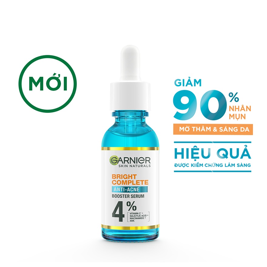 Dưỡng Chất Garnier Giảm Mụn Sáng Da Skin Naturals Bright Complete Anti-Acne Booster Serum30ml