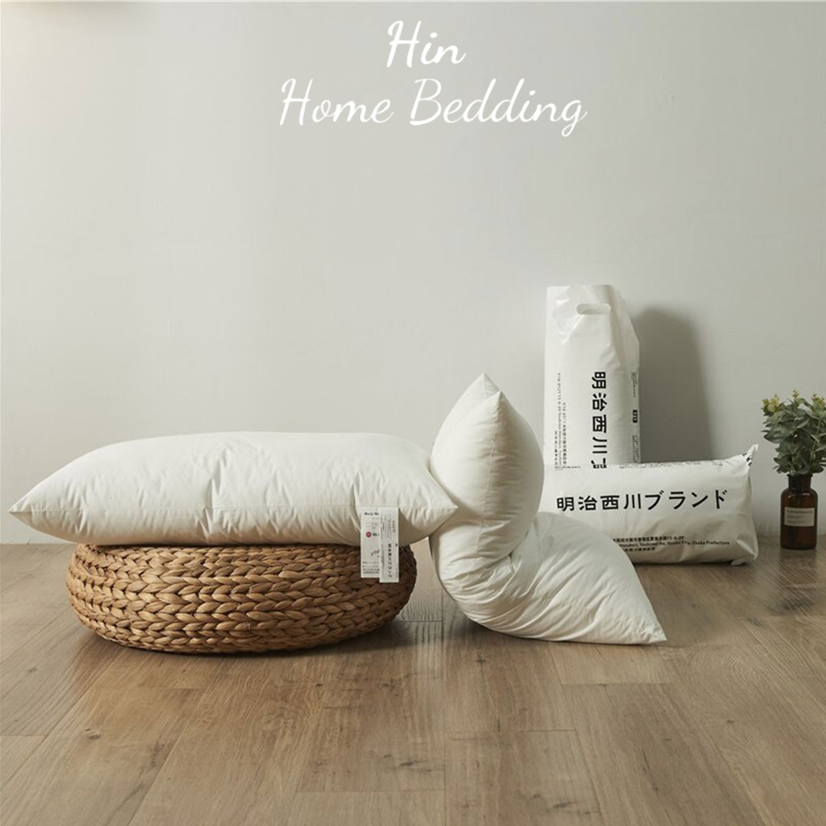 Gối Khách Sạn 50x70cm Hin Home Bedding Gối Ngủ Ruột Gối Lông Vũ Nhân Tạo Cao Cấp Gối Nhật Bản