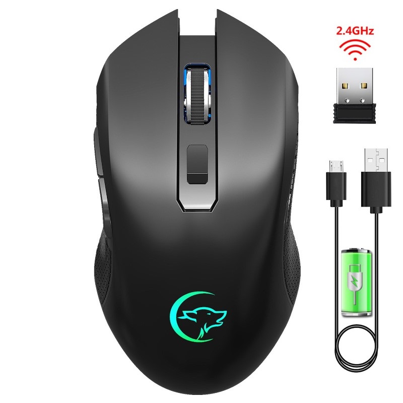 Chuột Không Dây Pin sạc Ghost Wolf G851 công thái học chống mỏi cổ tay Cho máy tính laptop hàng nhập khẩu