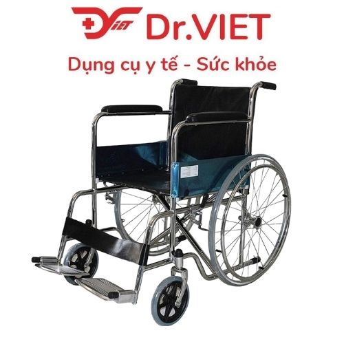 Xe Lăn Tay Lucass X9 Cho Người Già, Người Bệnh, Người Khuyết Tật, Khung Thép Mạ Crom, Ghế Simili, Có Gác Chân, Gấp Gọn