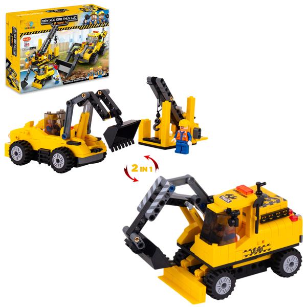 Đồ Chơi Lắp Ráp Máy Xúc Đào Thủy Lực 2 Trong 1 - Hydraulic Excavator - Toys&amp;Joys 8632 (268 Mảnh Ghép)