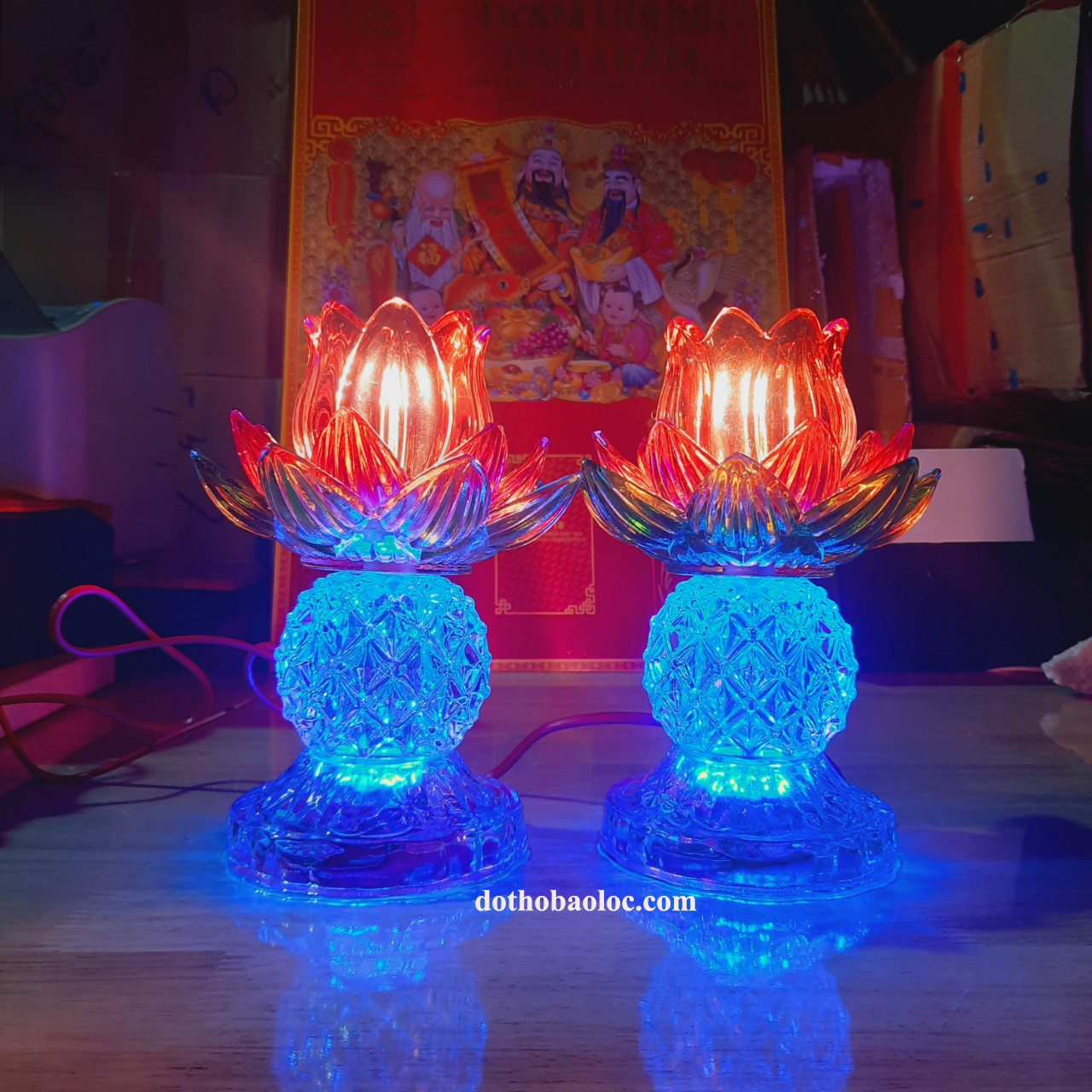 Cặp đèn Pha Lê Hoa Sen 20cm