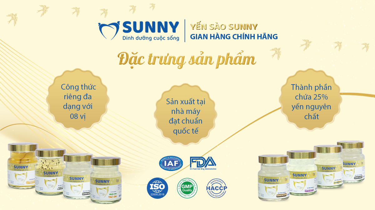 Yến sào ăn kiêng - Yến Sào Khánh Hòa chưng sẳn - 25% Yến thô - 70ml/hũ - Yến sào SUNNY