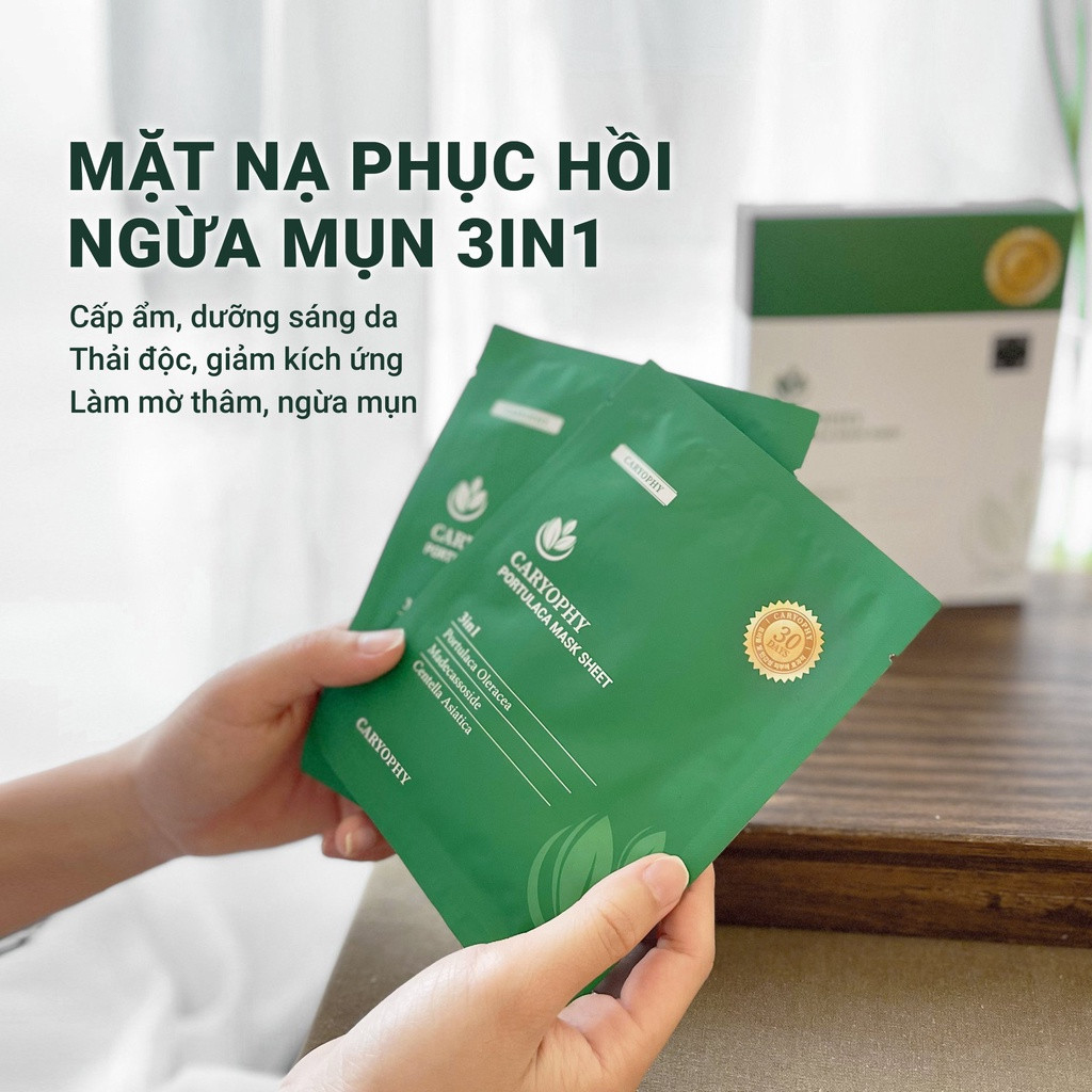 Mặt Nạ Da Giảm Mụn Chuyên Sâu Caryophy Portulaca Mask Sheet 22gr