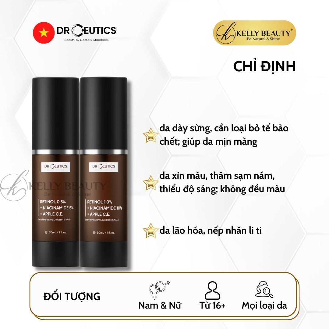 Kem Chống Lão Hóa DrCeutics Retinol + Niacinamide + Tế Bào Gốc Từ Táo - Mờ Nếp Nhăn; Sáng Da, Mờ Thâm Nám - Kelly Beauty