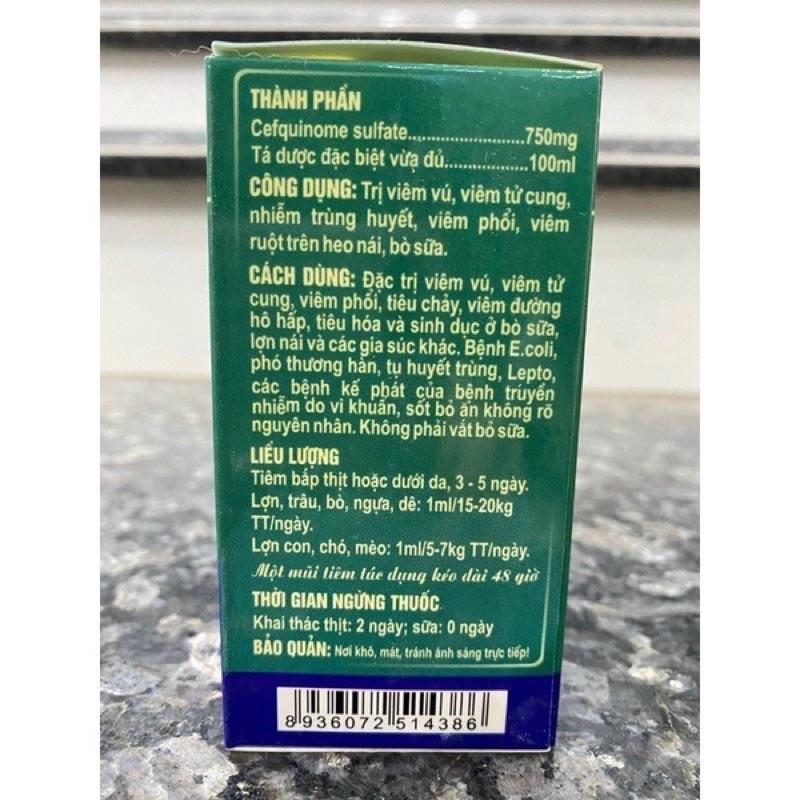 1 lọ CEF 750 100ml dùng cho viêm vú, viêm tu cung trên chó mèo trâu bò lợn gà