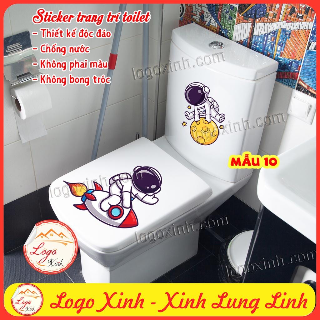 Combo 2 Tấm Dán Trang Trí Toilet Siêu Cute, Chất Liệu Decal Không Thấm Nước, Tem Trang Trí Nhà Vệ Sinh WC