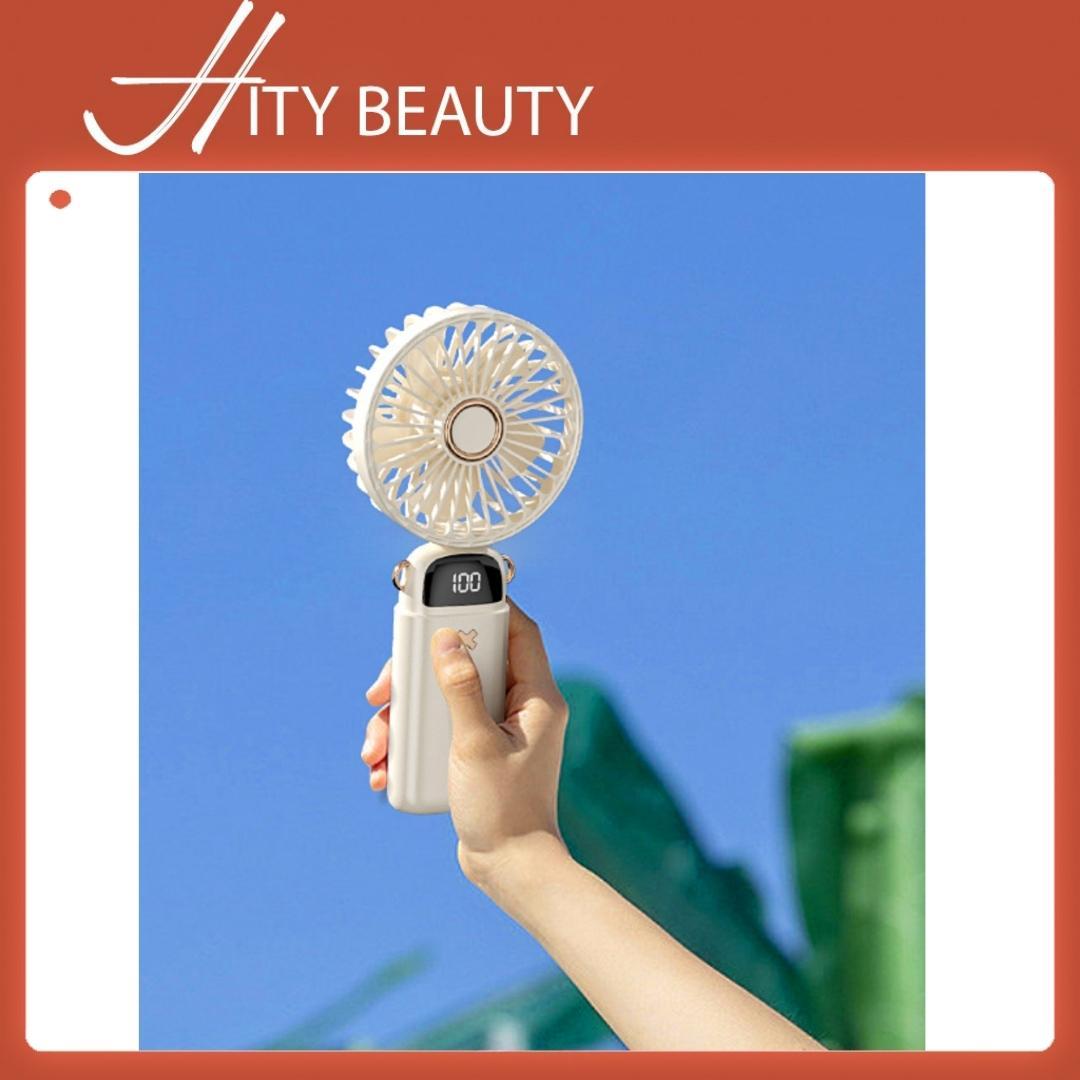 Quạt makeup mini 5 cấp độ cầm tay sạc điện siêu mát tích điện có thể để bàn - Hity Beauty