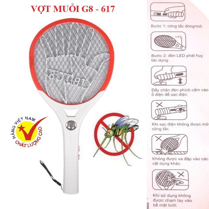 VỢT ĐẬP MUỖI G8 - 617/ 620 SIZE TO 21 CM TÍCH HỢP ĐÈN LED SIÊU SÁNG