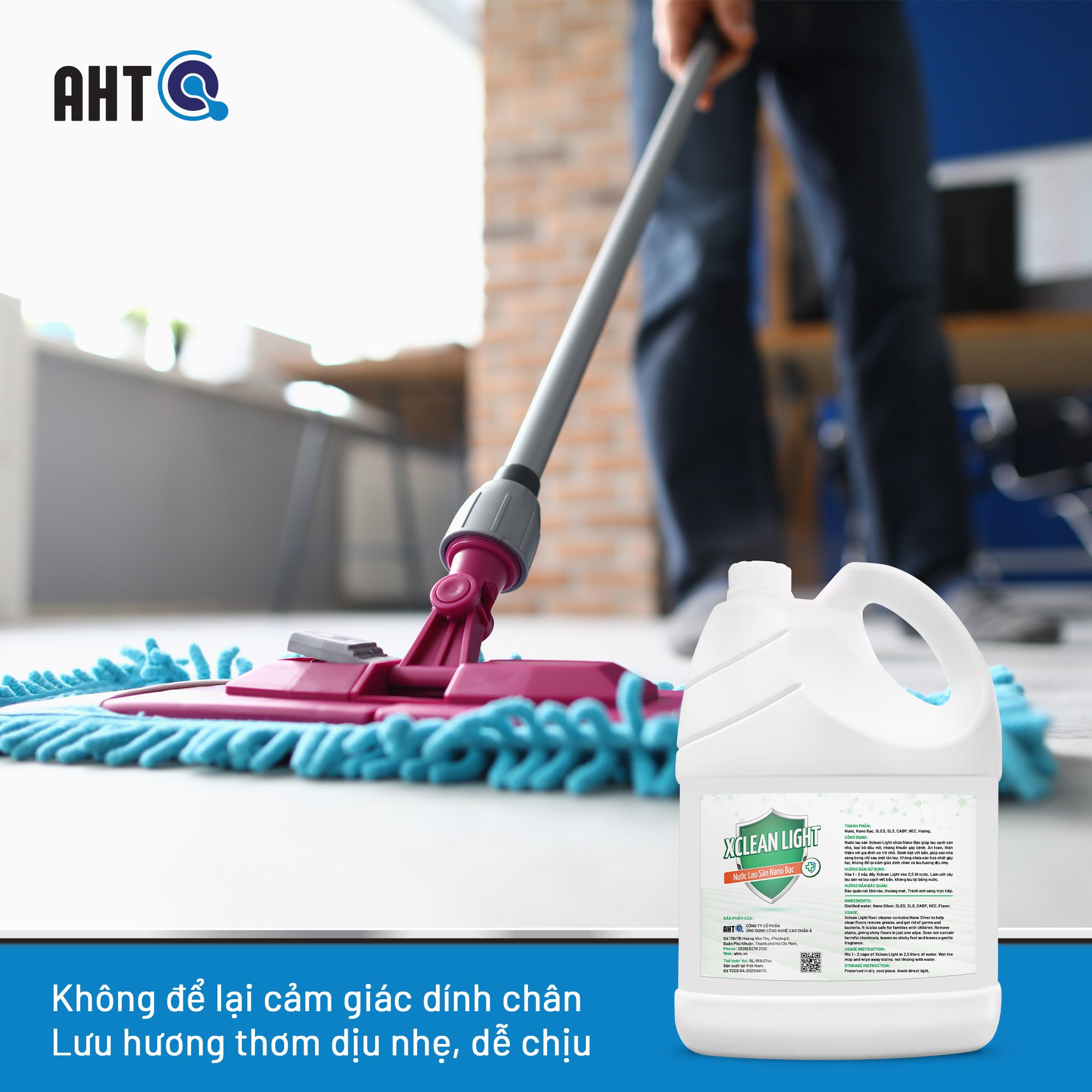 Nước Lau Sàn Nhà Nano Bạc Xclean Light 5L/4L AHT Corp - Làm Sạch Sàn Nhà An Toàn Hiệu Quả Hương Thơm Tự Nhiên