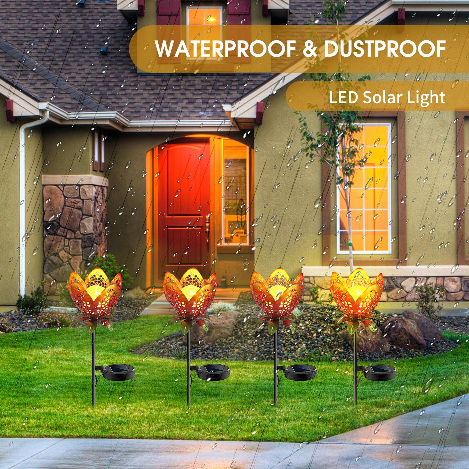 Đèn Led Năng Lượng Mặt Trời Hình Hoa Kim Loại Không Thấm Nước