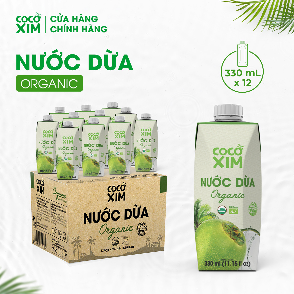 Thùng 12 Hộp Nước Dừa Cocoxim Oganic