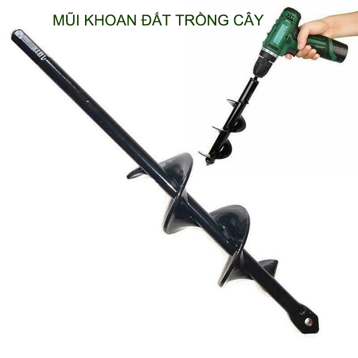 Mũi khoan đất trồng cây, loại đường kính 4-5cm, chiều dài 22-45cm tùy chọn