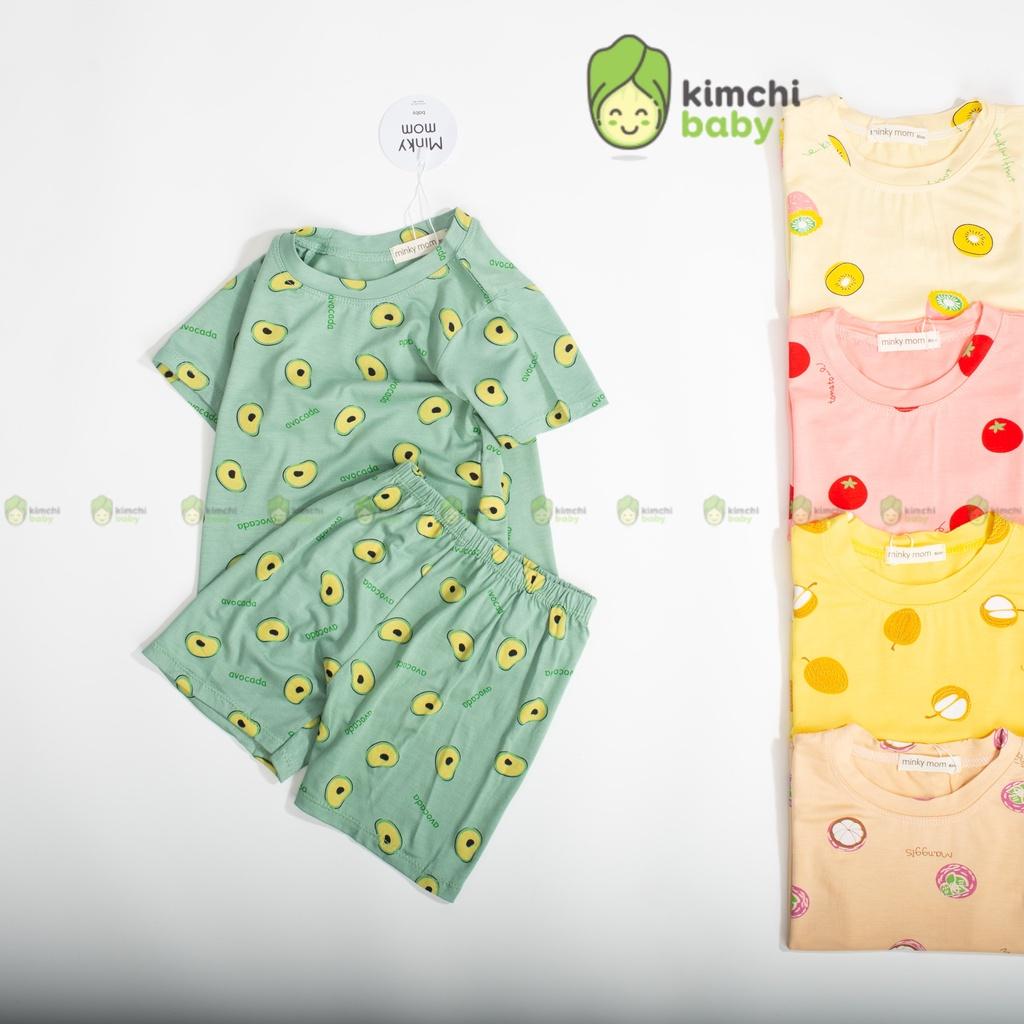 Bộ Cộc Tay Cho Bé Trai, Bé Gái Minky Mom Vải Thun Lạnh Hoạ Tiết Trái Cây, Đồ Bộ Cho Bé Mặc Nhà
