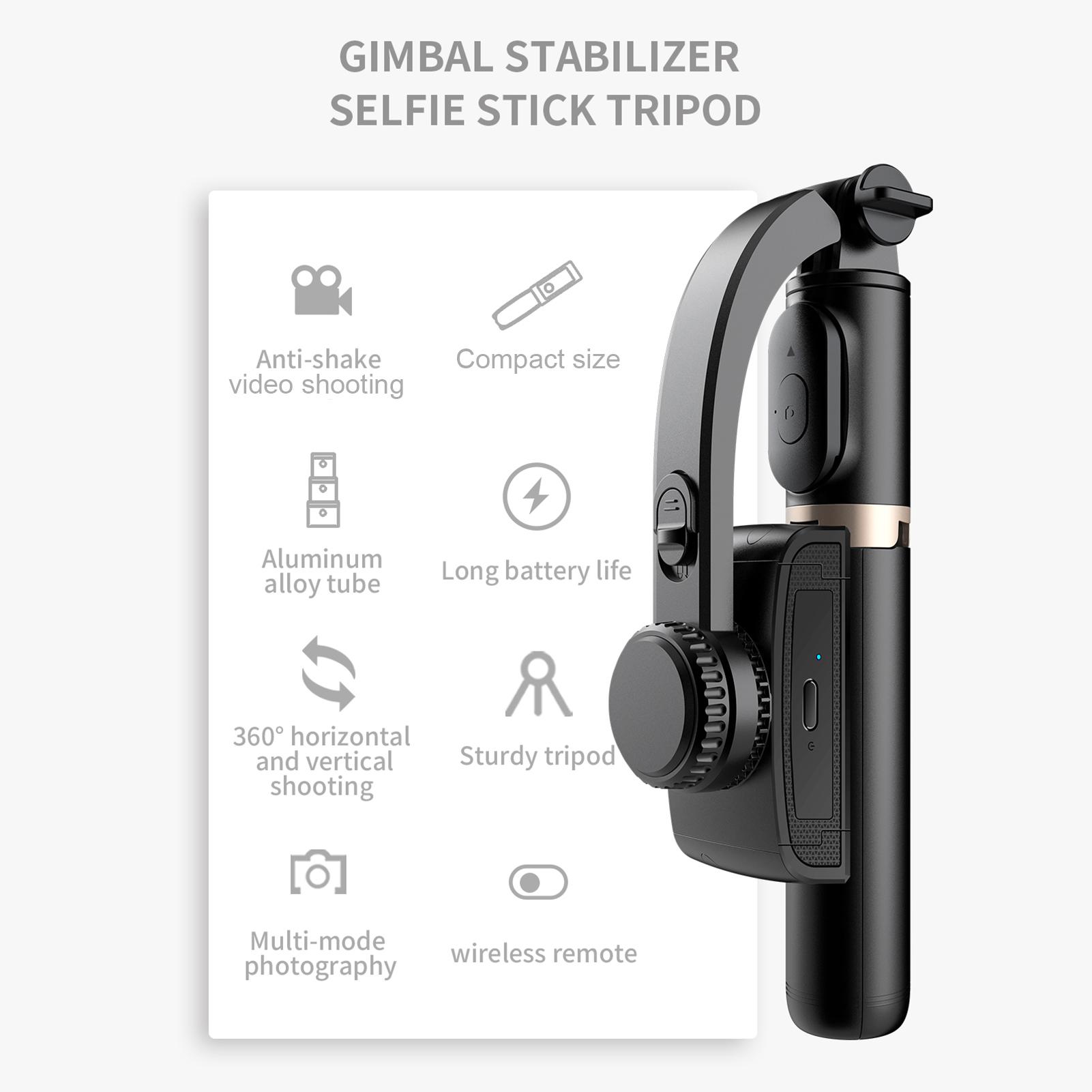 Extendable Wireless BT Selfie Stick Handheld Gimbal Stabilizer Tripod with Detachable Remote Control for Selfie Full