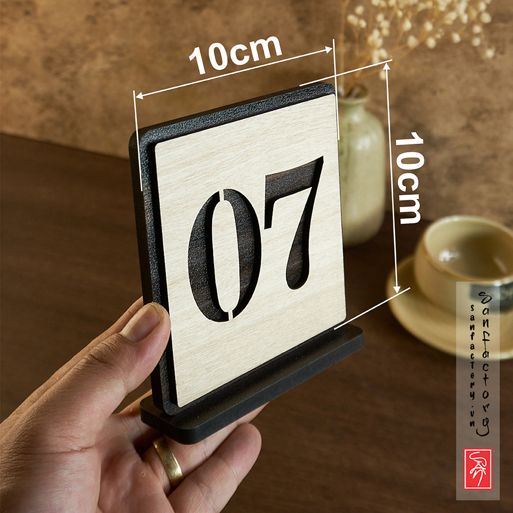 Bảng số bàn gỗ SAN-TS02: Sử dụng đánh số bàn cho quán cafe, trà sữa, quán bán đồ ăn uốn